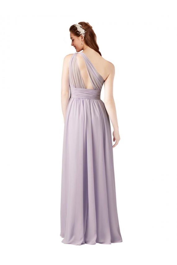 One Shoulder Long Floor Length Chiffon Grape Sleeveless Bridesmaid Dress Darwin