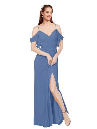 Sweetheart Long Soft Chiffon Windsor Blue Sleeveless Bridesmaid Dress Darwin