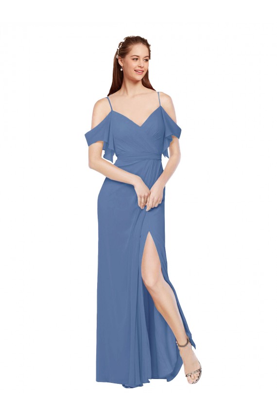 Sweetheart Long Soft Chiffon Windsor Blue Sleeveless Bridesmaid Dress Darwin
