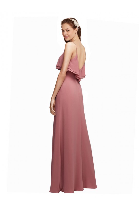 Scoop Neck Long Floor Length Chiffon Dark Navy Sleeveless Bridesmaid Dress Darwin