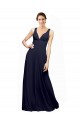V-Neck Long Chiffon Dark Navy Sleeveless Wedding Guest Dress Darwin