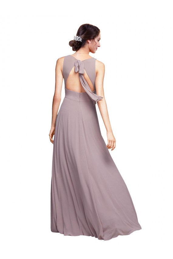V-Neck Long Chiffon Dark Navy Sleeveless Wedding Guest Dress Darwin
