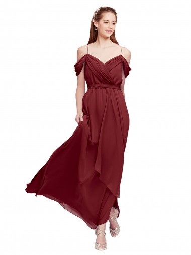 Sweetheart Long Soft Chiffon Burgundy Sleeveless Formal Dress / Bridesmaid Dress Darwin