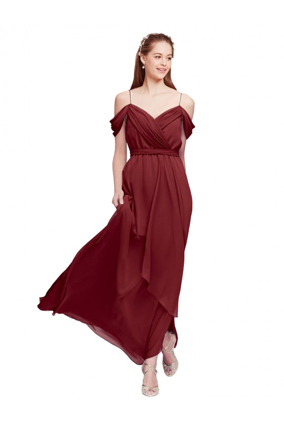 Sweetheart Long Soft Chiffon Burgundy Sleeveless Formal Dress / Bridesmaid Dress Darwin