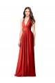 V-Neck Long Soft Chiffon Red Sleeveless Bridesmaid Dress / Formal Dress Darwin