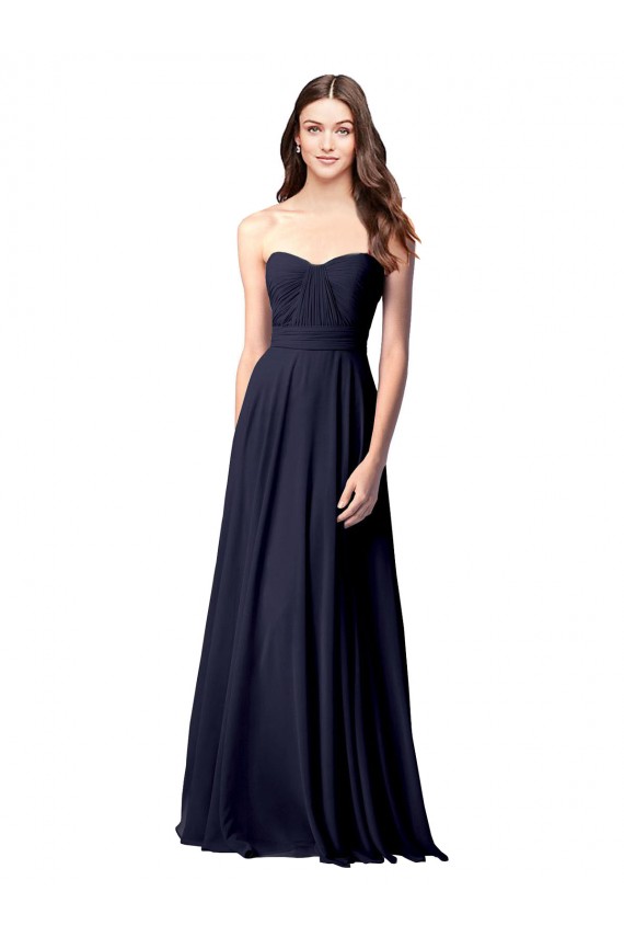 Strapless Long Soft Chiffon Dark Navy Sleeveless Evening Dress / Bridesmaid Dress Darwin