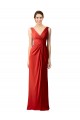 V-Neck Long Soft Chiffon Red Sleeveless Bridesmaid Dress Darwin