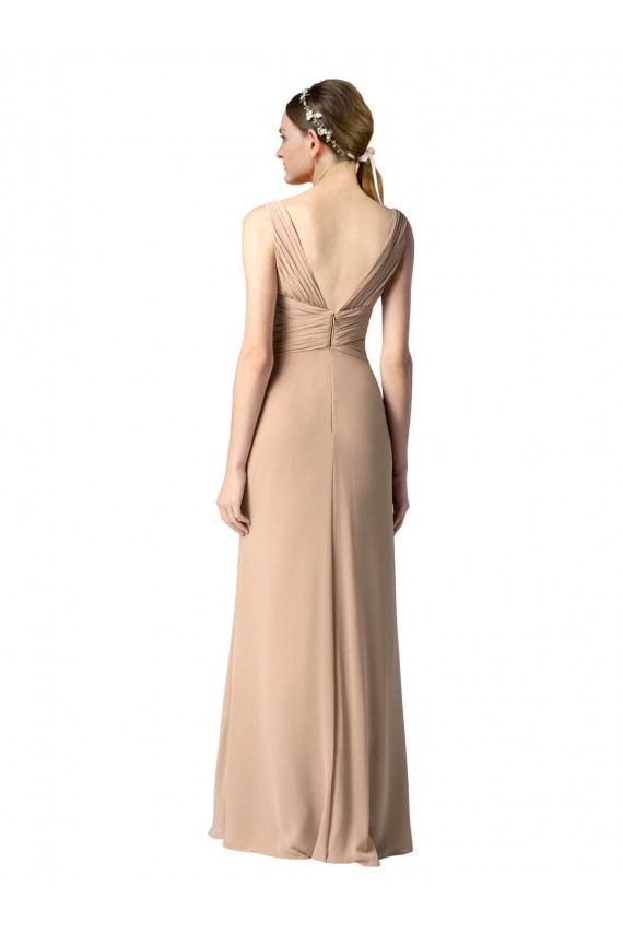 V-Neck Long Soft Chiffon Red Sleeveless Bridesmaid Dress Darwin