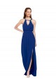 High Neck Long Soft Chiffon Royal Blue A-Line Sleeveless Bridesmaid Dress Darwin