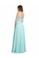 V-Neck Long Soft Chiffon & Satin Waterfall Sleeveless Bridesmaid Dress Darwin