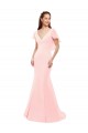 V-Neck Long Soft Chiffon Pink Flutter Sleeves Bridesmaid Dress Darwin