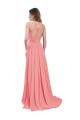 Halter Neck Long Chiffon Watermelon Sleeveless Bridesmaid Dress / Evening Dress Darwin