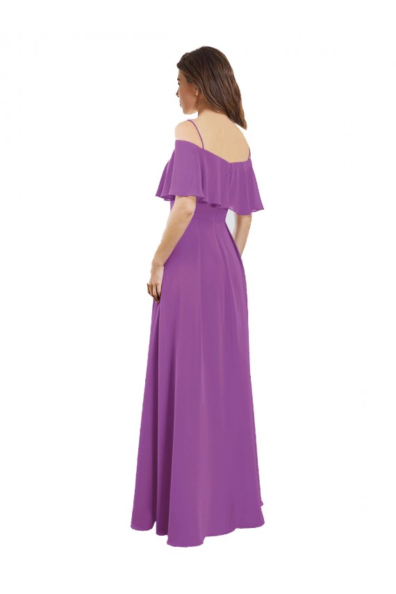 Spaghetti Straps Long Soft Chiffon Dahlia Flutter Sleeves Bridesmaid Dress Darwin
