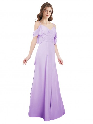 Sweetheart Long Soft Chiffon Lilac Cold Shoulder Formal Dress / Bridesmaid Dress Darwin