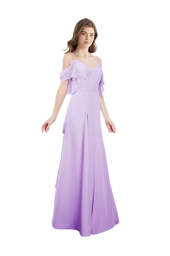Sweetheart Long Soft Chiffon Lilac Cold Shoulder Formal Dress / Bridesmaid Dress Darwin
