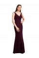 V-Neck Long Soft Chiffon Burgundy Gold Sleeveless Bridesmaid Dress Darwin