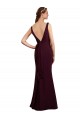 V-Neck Long Soft Chiffon Burgundy Gold Sleeveless Bridesmaid Dress Darwin