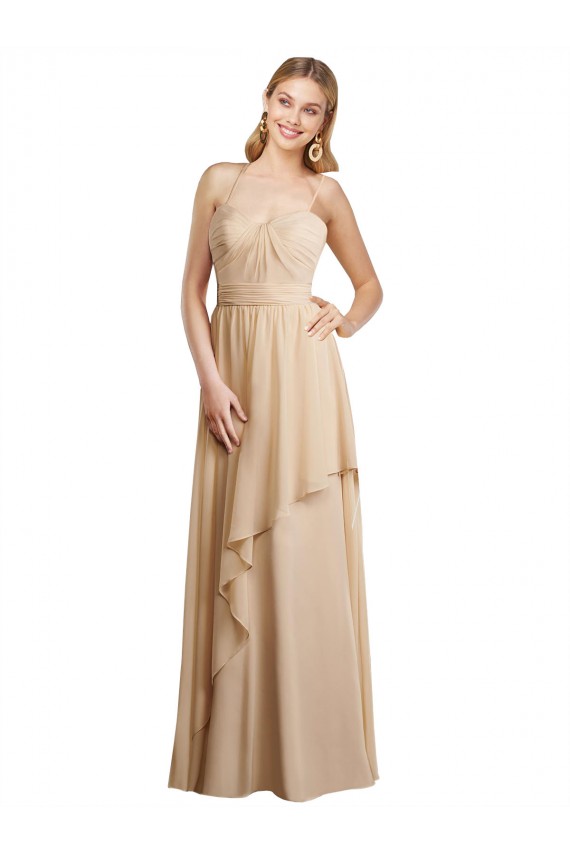 Sweetheart Long Soft Chiffon Champagne Sleeveless Bridesmaid Dress Darwin