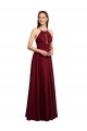 Halter Neck Long Chiffon Burgundy Sleeveless Bridesmaid Dress / Evening Dress Darwin