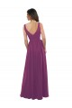 V-Neck Long Soft Chiffon Wild Berry A-Line Sleeveless Bridesmaid Dress Darwin