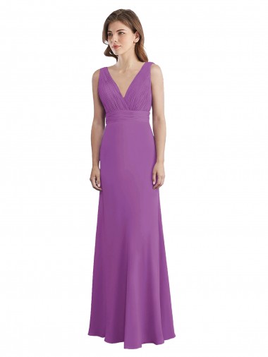 V-Neck Long Soft Chiffon Dahlia Sleeveless Bridesmaid Dress Darwin