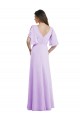 V-Neck Long Soft Chiffon Lilac Split Sleeves Bridesmaid Dress Darwin