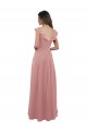 V-Neck Long Soft Chiffon Dusty Pink Cap Sleeves Bridesmaid Dress Darwin