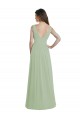 V-Neck Long Soft Chiffon Smoke Green Sleeveless Formal Dress / Bridesmaid Dress Darwin