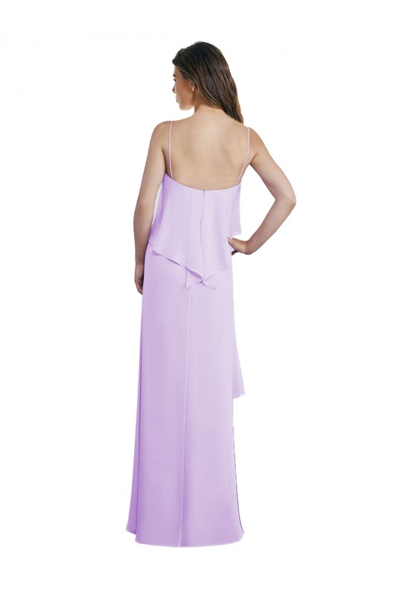 Scoop Neck Long Chiffon Lilac Sleeveless Bridesmaid Dress / Evening Dress Darwin