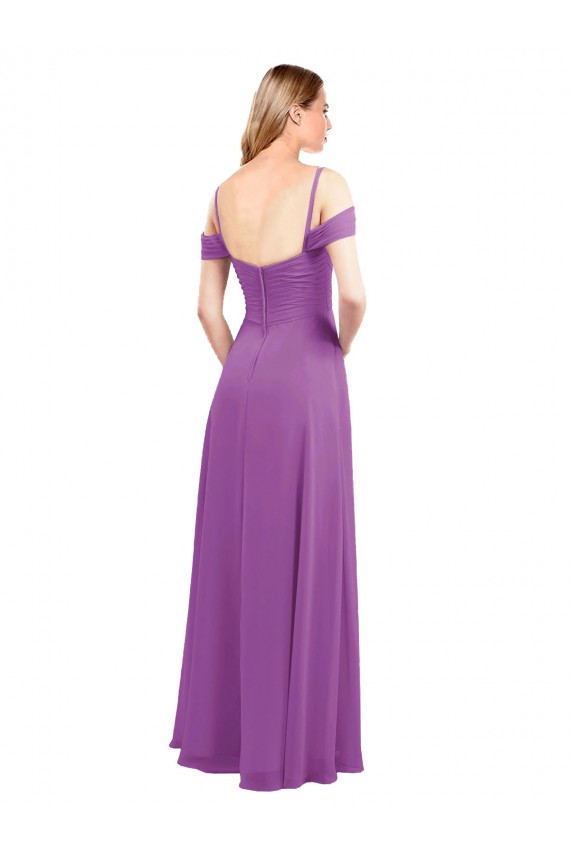 Sweetheart Long Soft Chiffon Dahlia Cold Shoulder Bridesmaid Dress Darwin