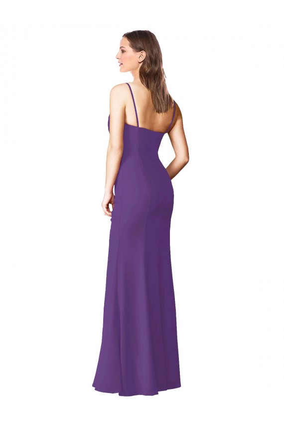 Strapless Long Soft Chiffon Plum Purple Sleeveless Bridesmaid Dress Darwin