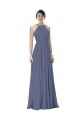 Halter Neck Long Soft Chiffon Silver Stone Sleeveless Formal Dress / Bridesmaid Dress Darwin