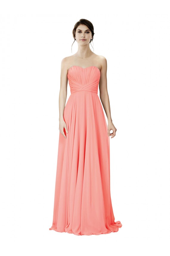 Strapless Long Soft Chiffon Peach Sleeveless Bridesmaid Dress Darwin