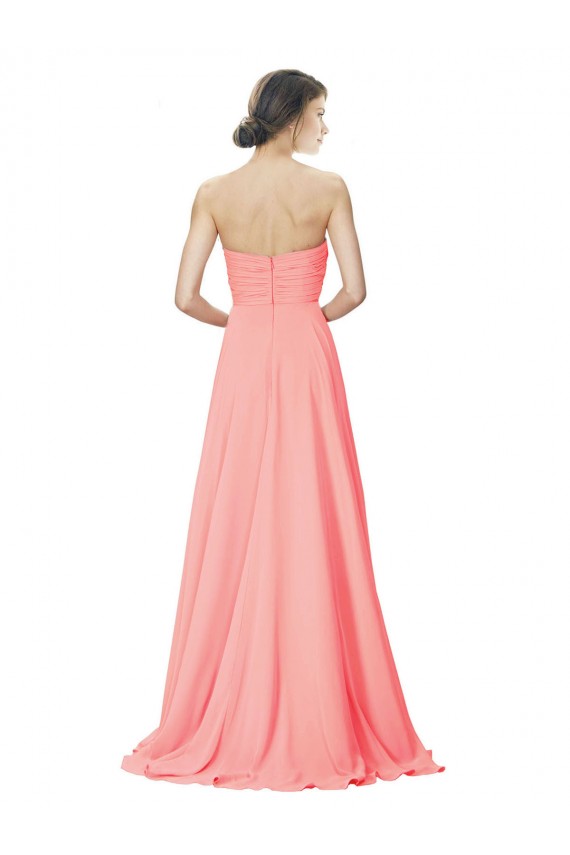 Strapless Long Soft Chiffon Peach Sleeveless Bridesmaid Dress Darwin