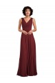 V-Neck Long Soft Chiffon Burgundy Sleeveless Bridesmaid Dress Darwin