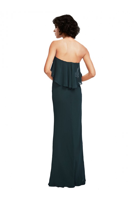 Strapless Long Soft Chiffon Black Sleeveless Bridesmaid Dress Darwin