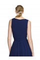 V-Neck Long Chiffon Dark Navy Sleeveless Wedding Party Dress Darwin