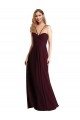 Spaghetti Straps Long Chiffon Burgundy Gold Sleeveless Wedding Party Dress Darwin