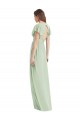V-Neck Long Soft Chiffon Sage Flutter Sleeves Bridesmaid Dress Darwin