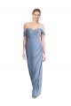 Off the Shoulder Long Soft Chiffon Dusty Blue Sleeveless Semi Formal Evening Dress / Bridesmaid Dress Darwin