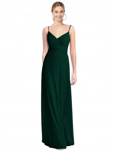V-Neck Long Soft Chiffon Ever Green Sleeveless Bridesmaid Dress Darwin