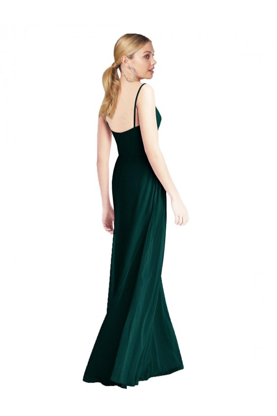 V-Neck Long Soft Chiffon Ever Green Sleeveless Bridesmaid Dress Darwin