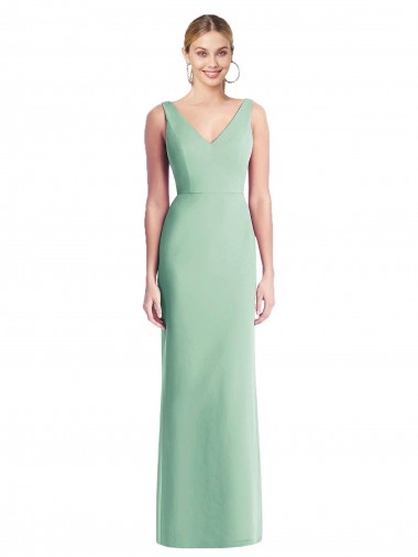 V-Neck Long Soft Chiffon Mint Green Sleeveless Bridesmaid Dress Darwin