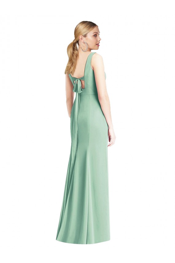 V-Neck Long Soft Chiffon Mint Green Sleeveless Bridesmaid Dress Darwin