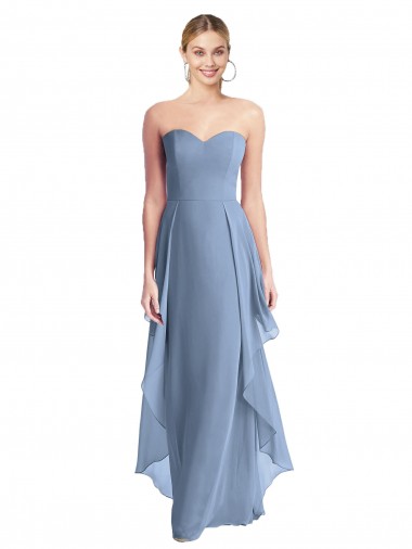 Strapless Long Chiffon Dusty Blue Sleeveless Formal Dress / Bridesmaid Dress Darwin