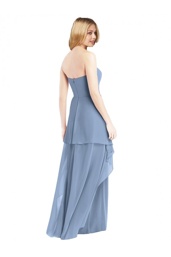 Strapless Long Chiffon Dusty Blue Sleeveless Formal Dress / Bridesmaid Dress Darwin