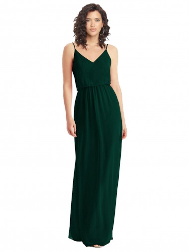V-Neck Long Soft Chiffon Ever Green Sleeveless Semi Formal Evening Dress / Bridesmaid Dress Darwin