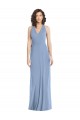 V-Neck Long Soft Chiffon Dusty Blue Sleeveless Formal Evening Gown / Bridesmaid Dress Darwin