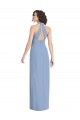 V-Neck Long Soft Chiffon Dusty Blue Sleeveless Formal Evening Gown / Bridesmaid Dress Darwin