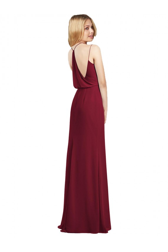 V-Neck Long Soft Chiffon Burgundy A-Line Sleeveless Formal Dress / Bridesmaid Dress Darwin